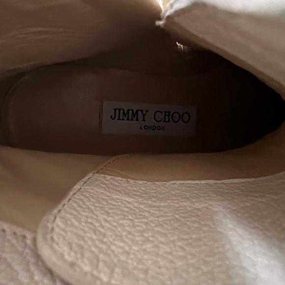 Worn Once Jimmy Choo Calf Skin Crystal Embellished Cruz Combat Boots White Sz 37 - Picture 10 of 12